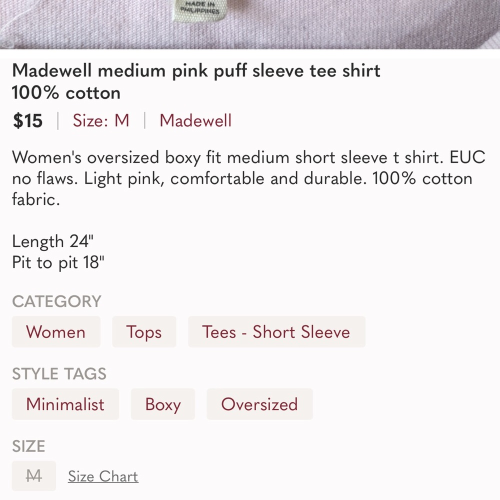 MADEWELL Pink Puff Sleeve Top - Picture 5 of 5